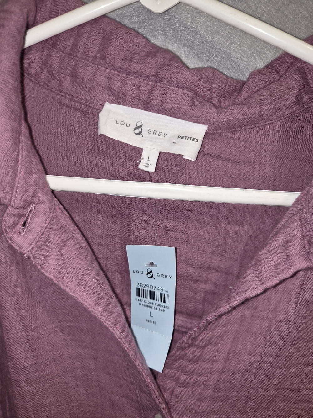 Lou & Grey Petites Mauve Cotton Gauze Maxi Shirt Dress – Size L Petite – NWT - Picture 6 of 7